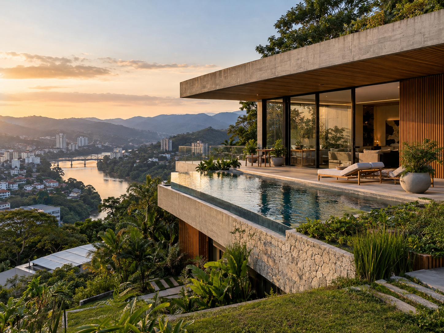 Residência sofisticada em um morro de Blumenau com vista para o Rio Itajaí-Açu